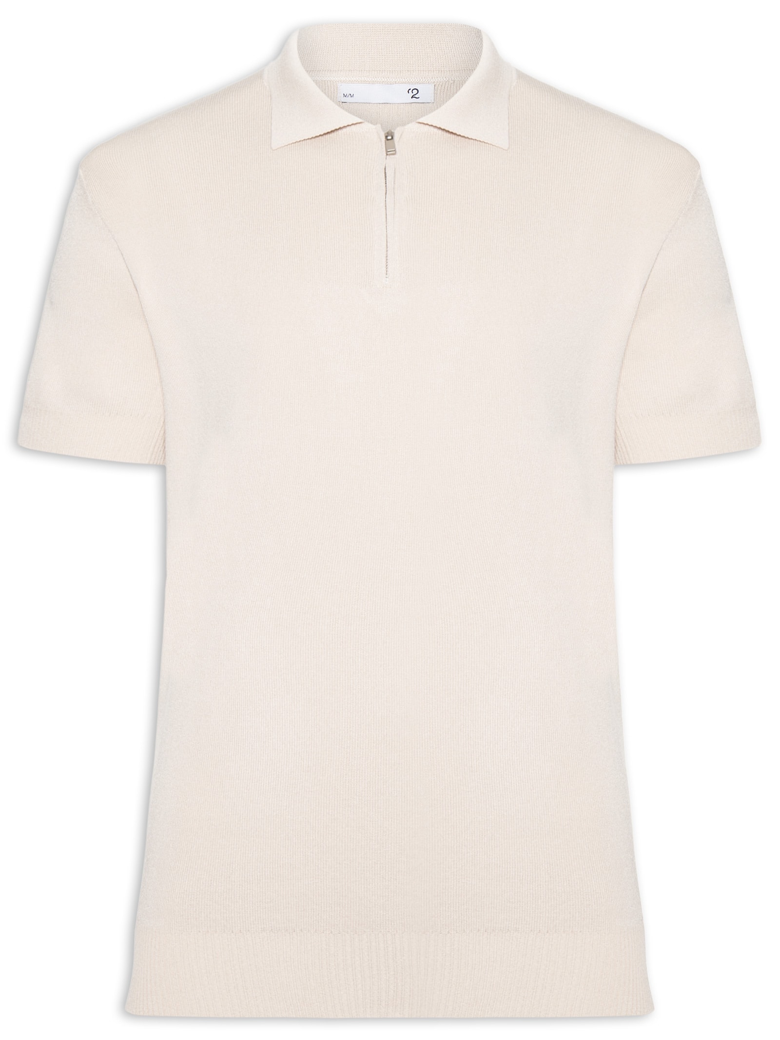 Polo Masculina Zíper Em Tricot Bege '2 Essential