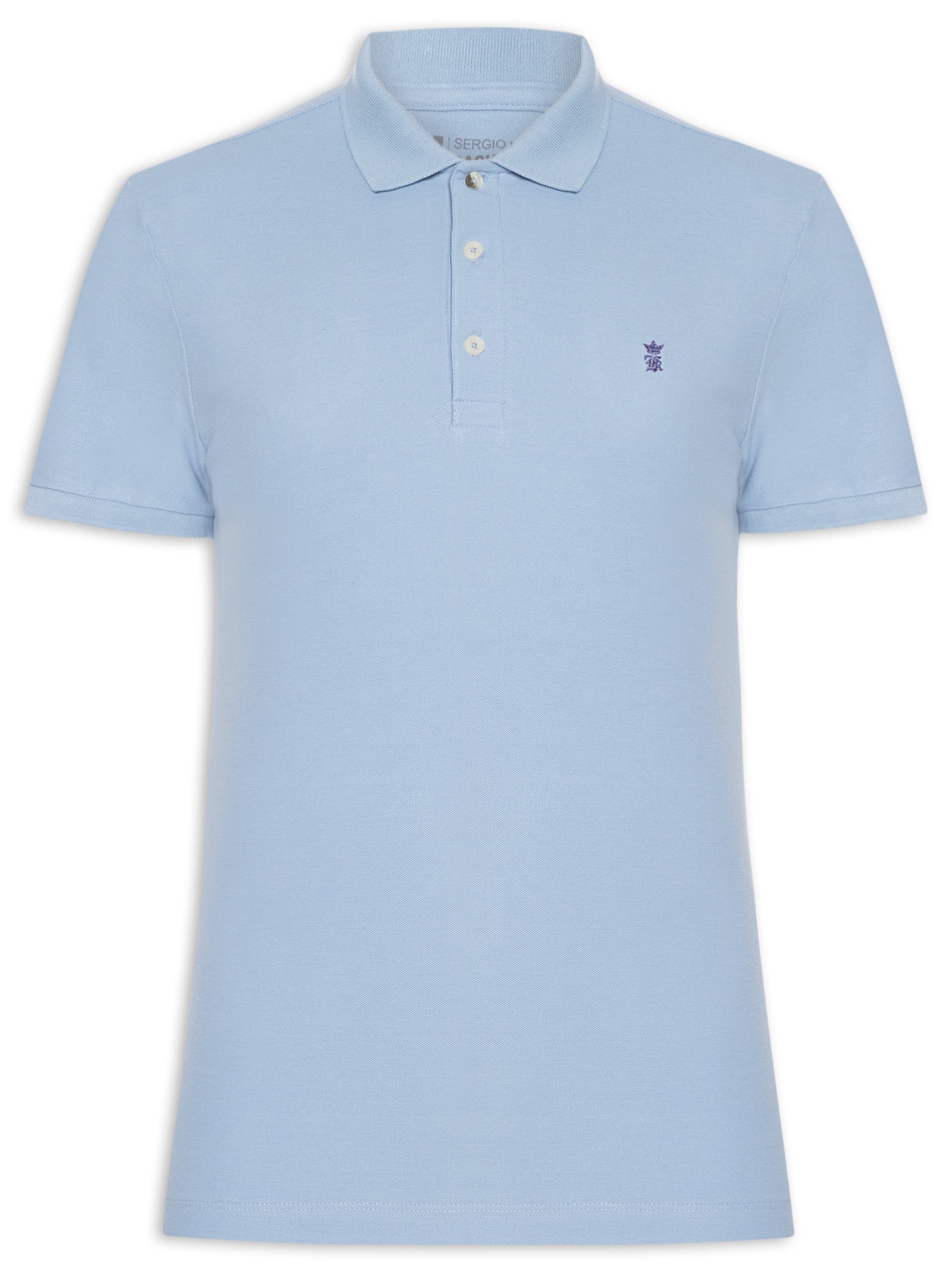 Polo Masculino Básica Em Piquet Azul Sergio K