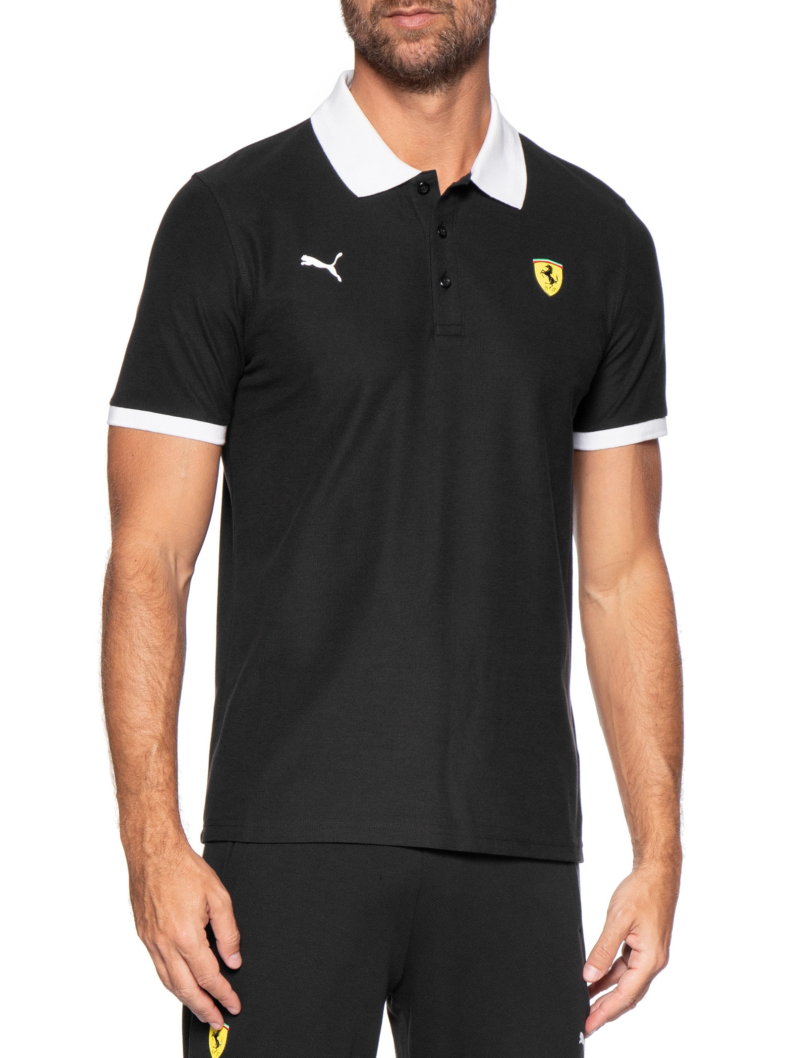 Polo Mc Scuderia Ferrari Piquet Masculina – Preto Puma
