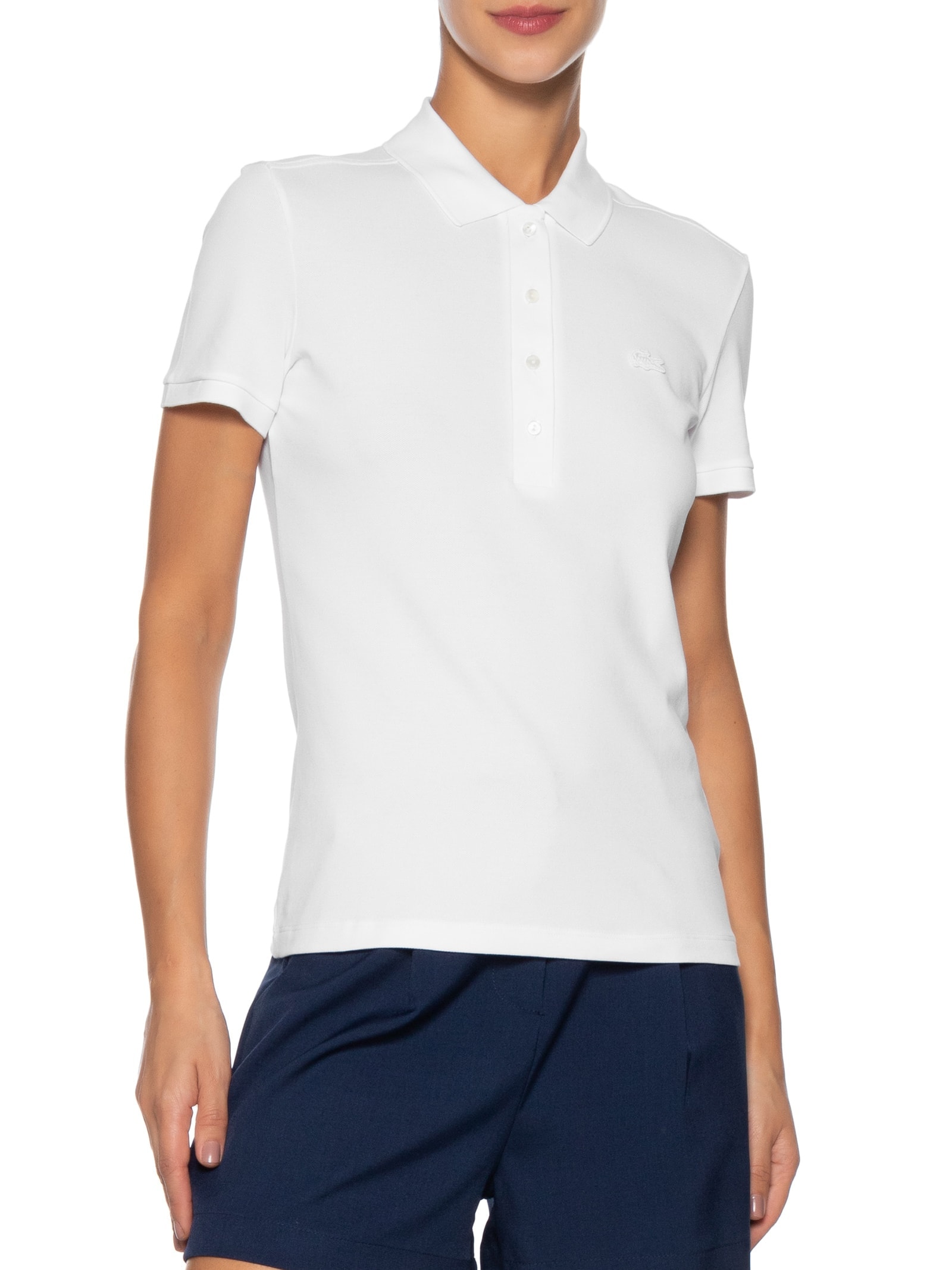 Polo Mini-Piqué Stretch Slim Fit L.12.D Branco Lacoste