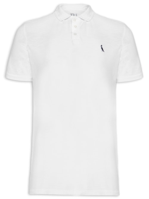 Polo Piquet Flame Manga Curta – Branco