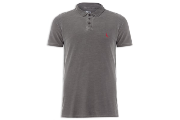 Polo Piquet Flame Manga Curta - Cinza
