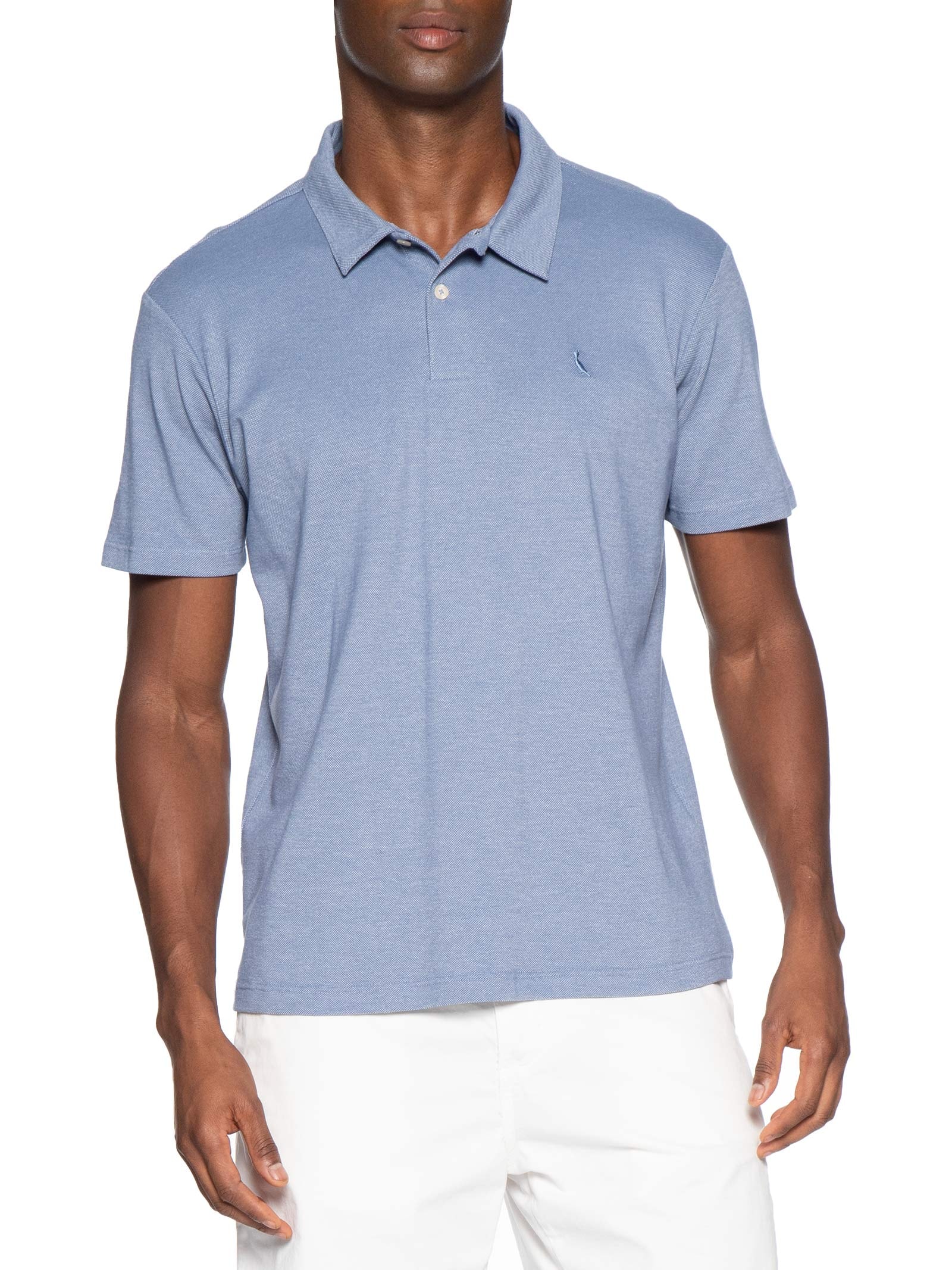 Polo Piquet Masculina Denim Azul Reserva