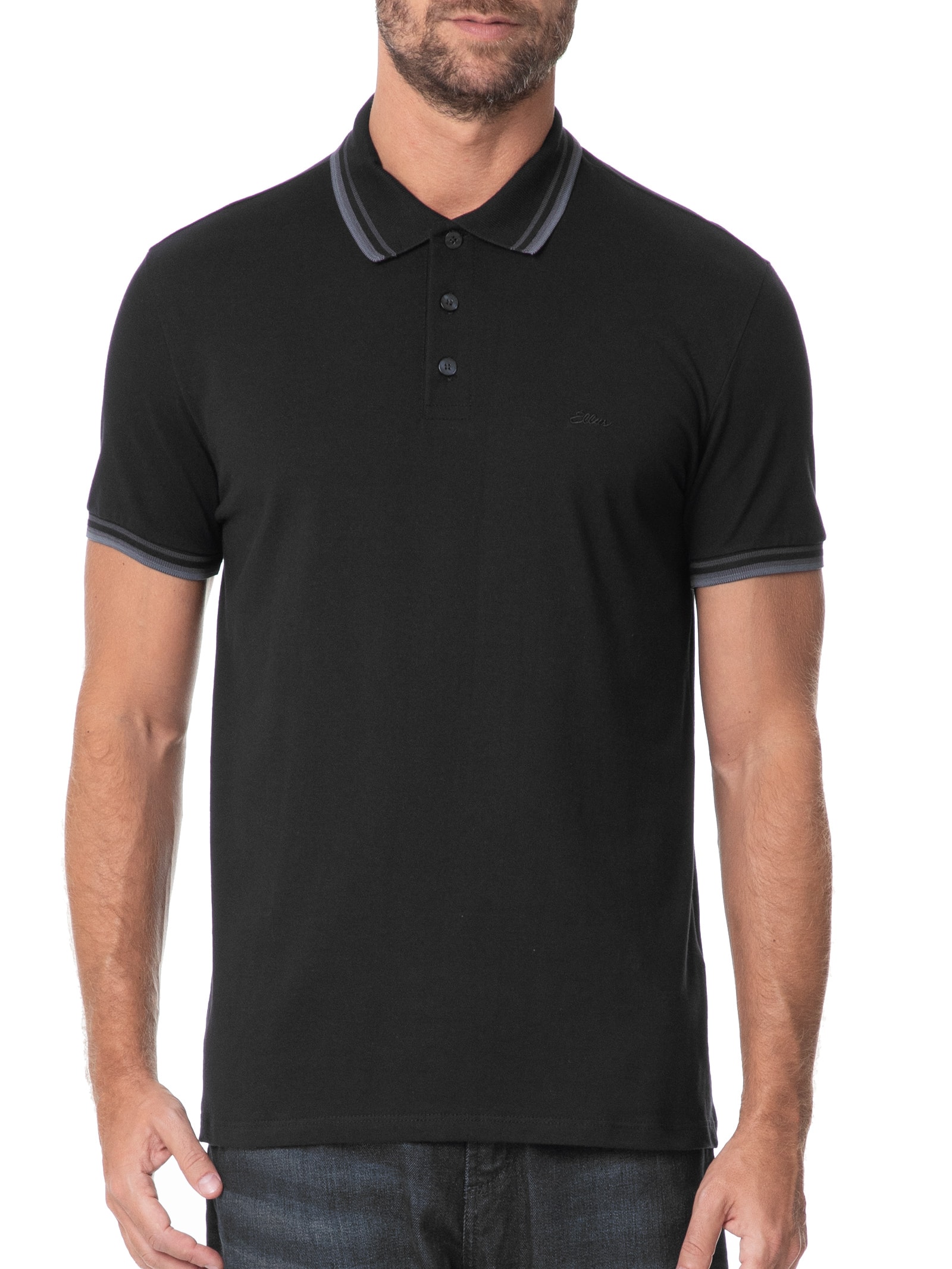 Polo Piquet Masculina Ellus Triple Short Classic Mc - Ellus - Preto