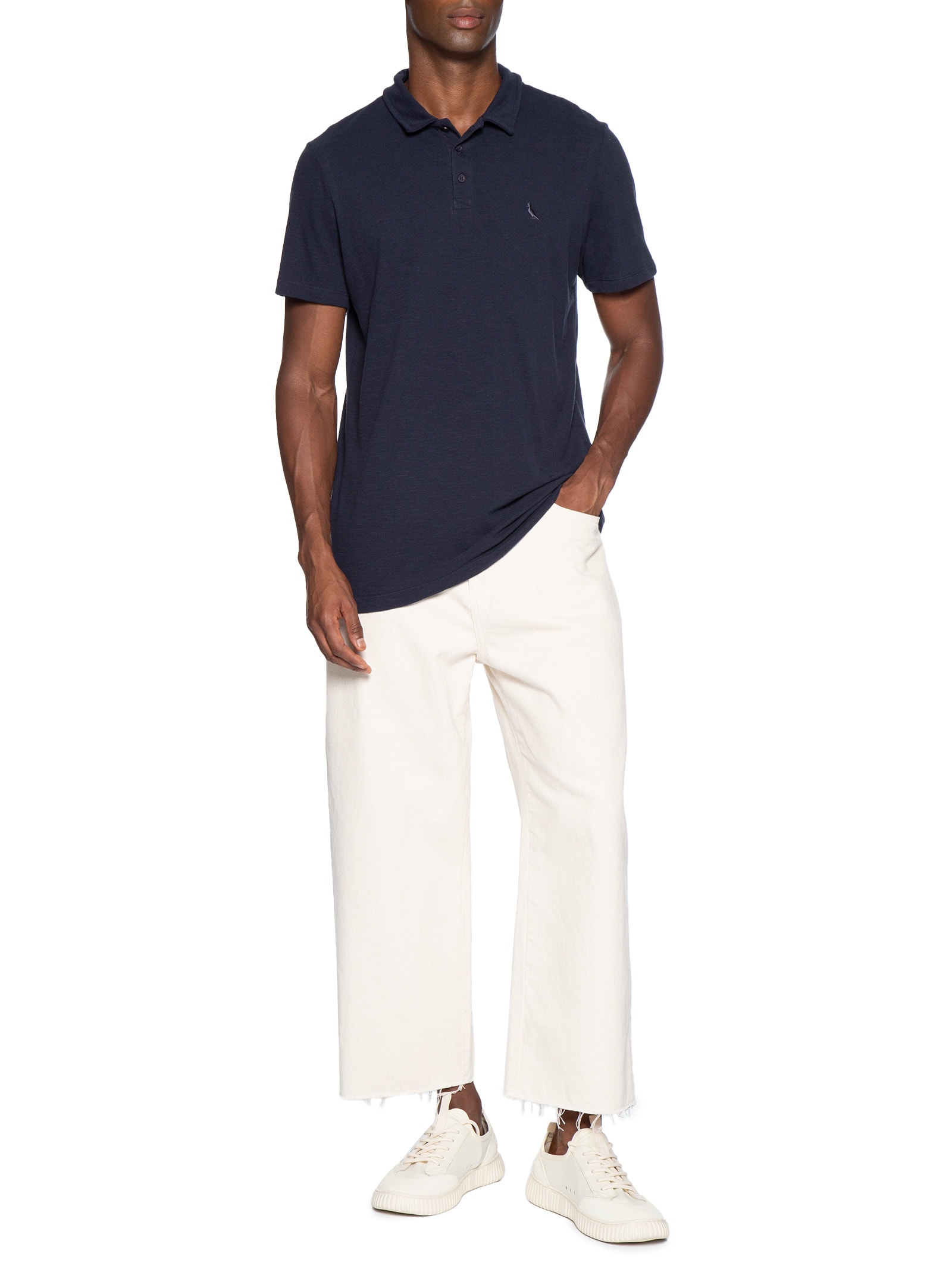 Polo Piquet Masculina Manga Curta Azul Reserva