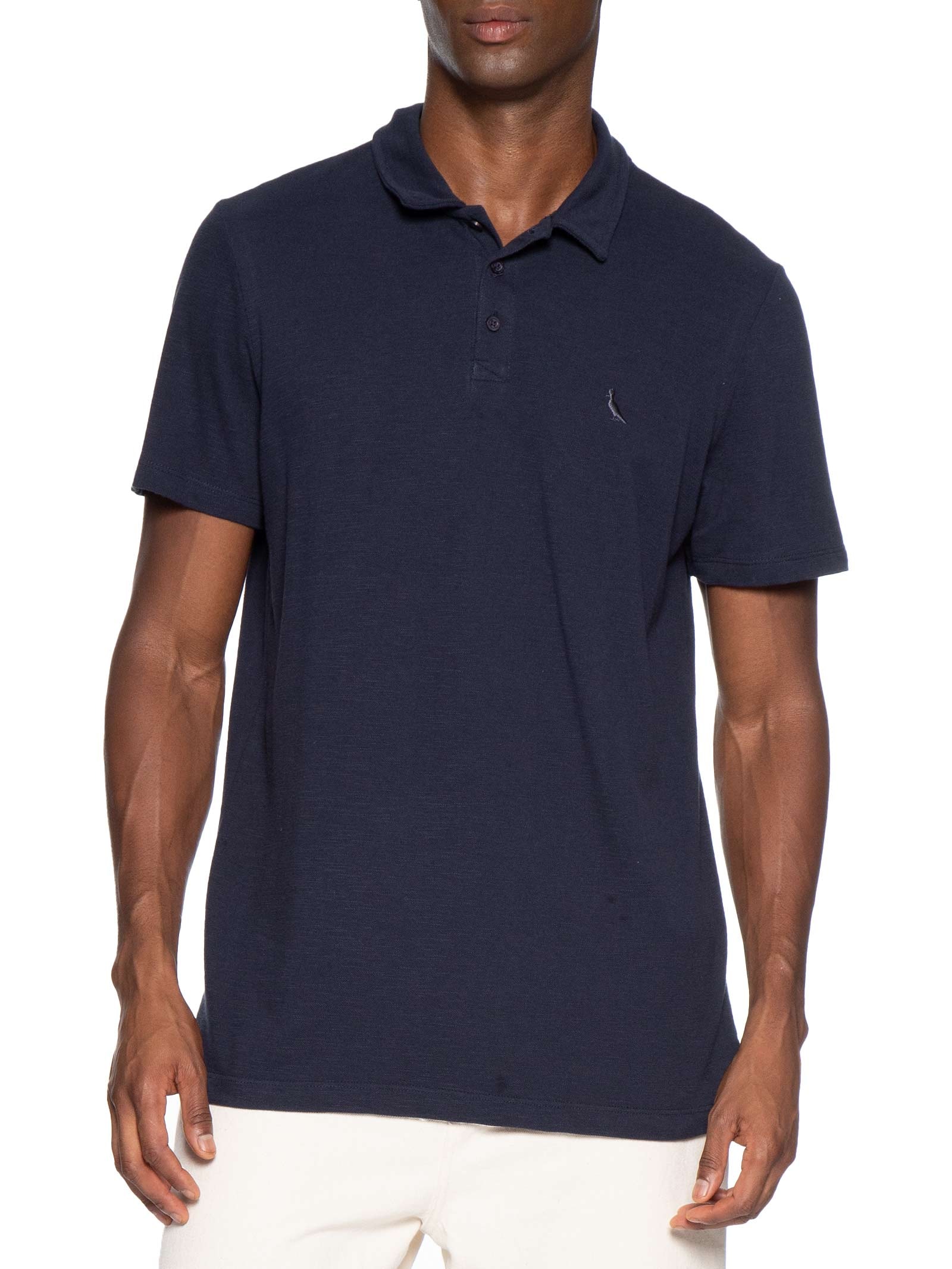 Polo Piquet Masculina Manga Curta Azul Reserva