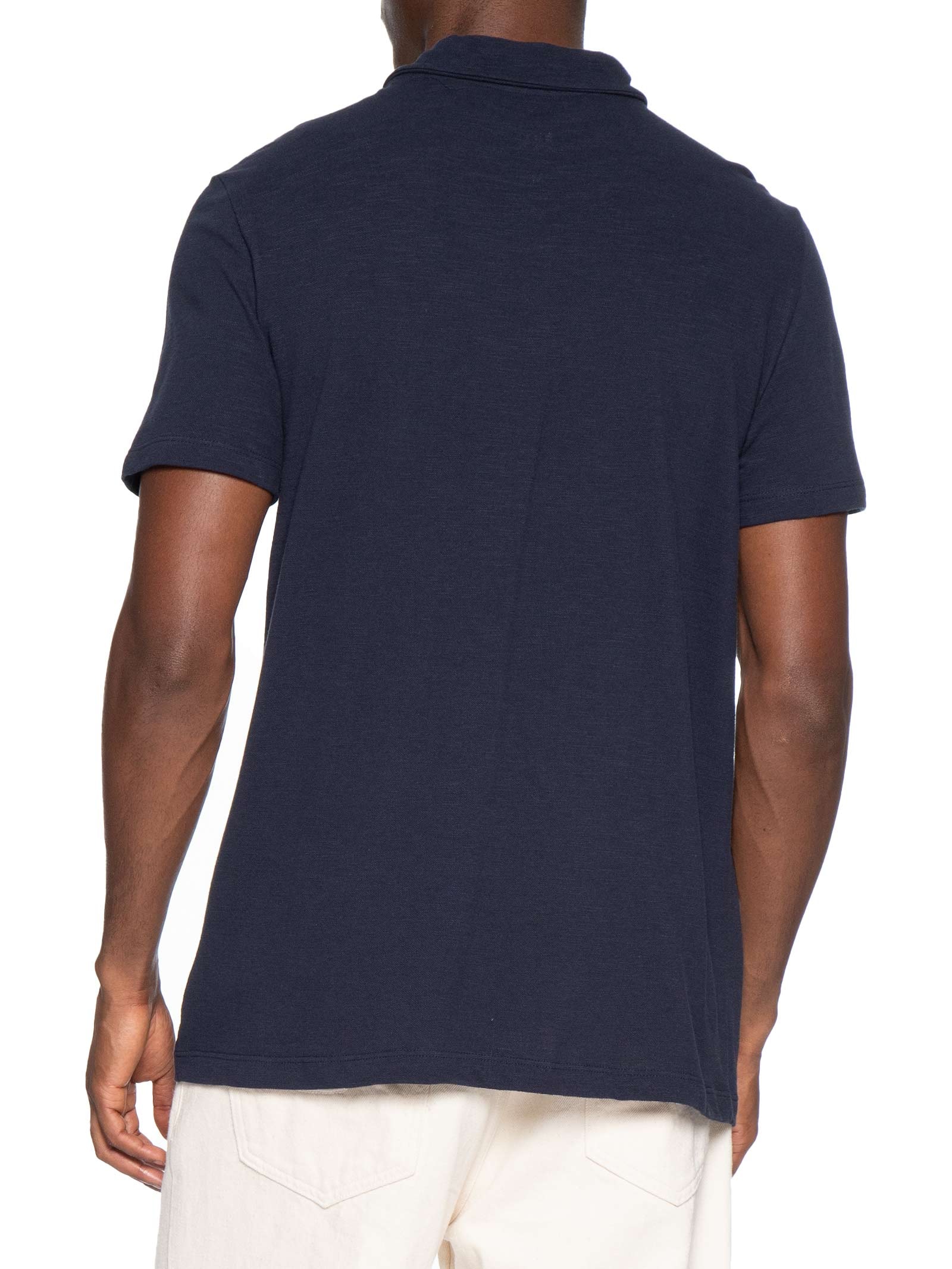 Polo Piquet Masculina Manga Curta Azul Reserva