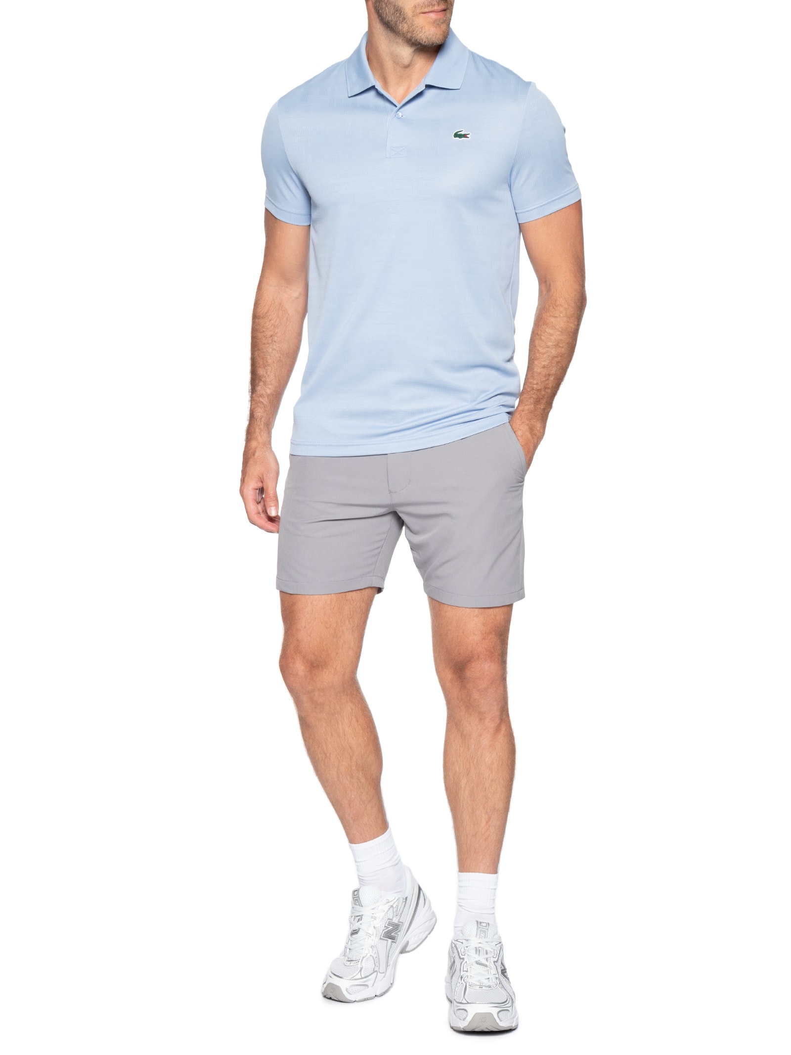 Polo Slim Fit Jacquard Jersey Azul Lacoste