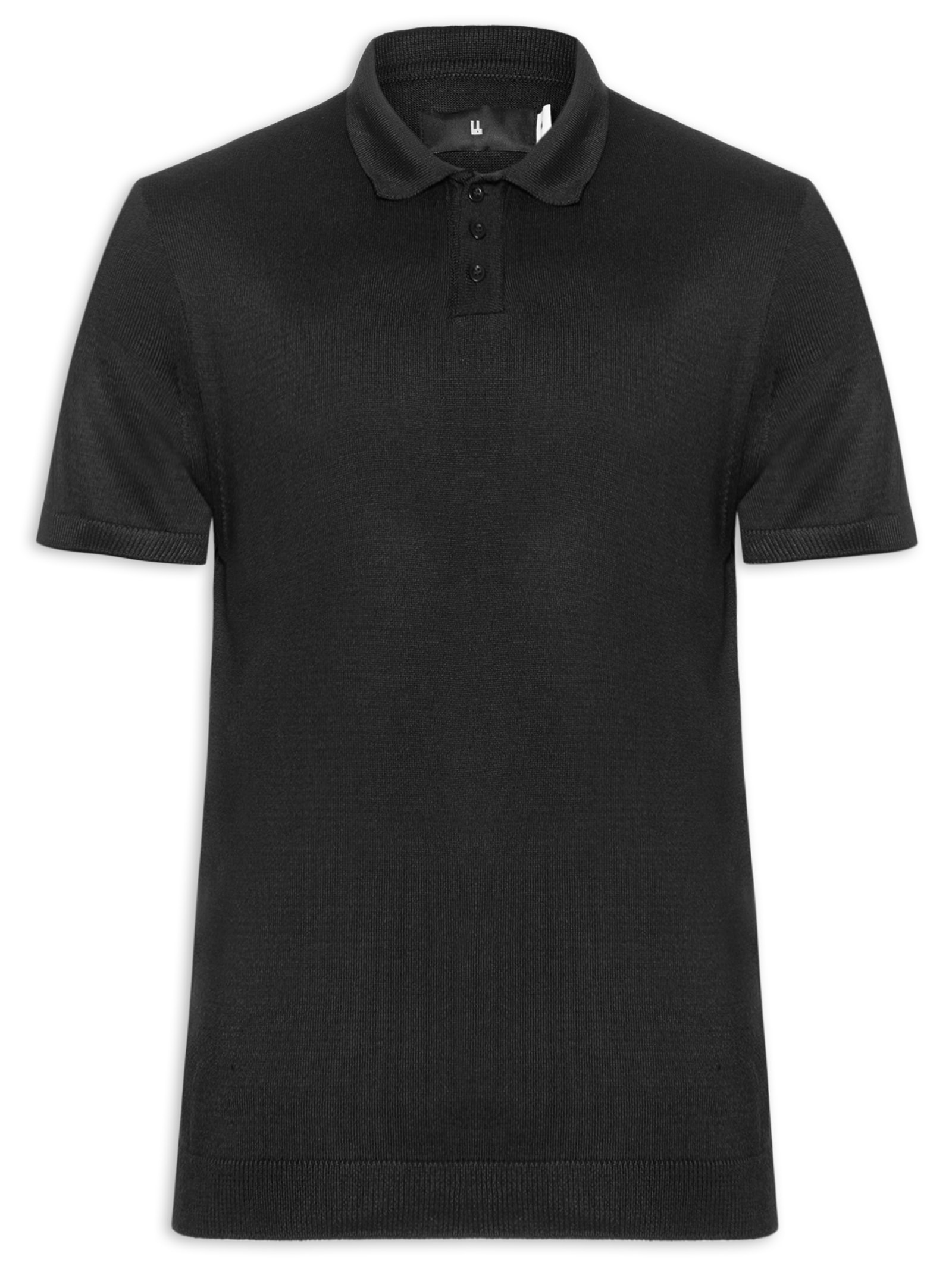 Polo Tricot Manga Curta Masculina Basic Preto Foxton