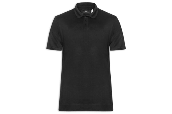 Polo Tricot Manga Curta Masculina Basic - Preto