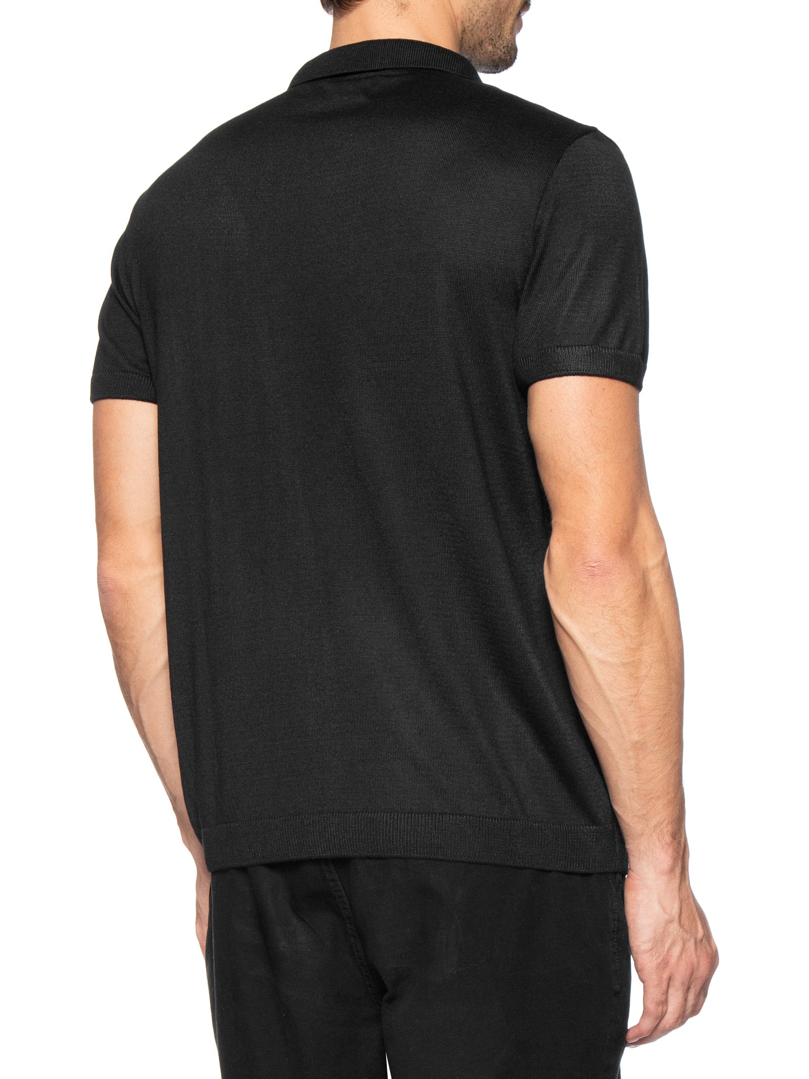 Polo Tricot Manga Curta Masculina Basic Preto Foxton