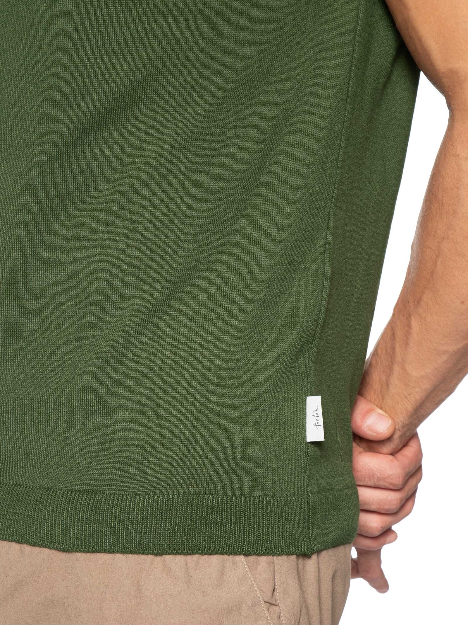 Polo Tricot Manga Curta Masculina Basic Verde Foxton