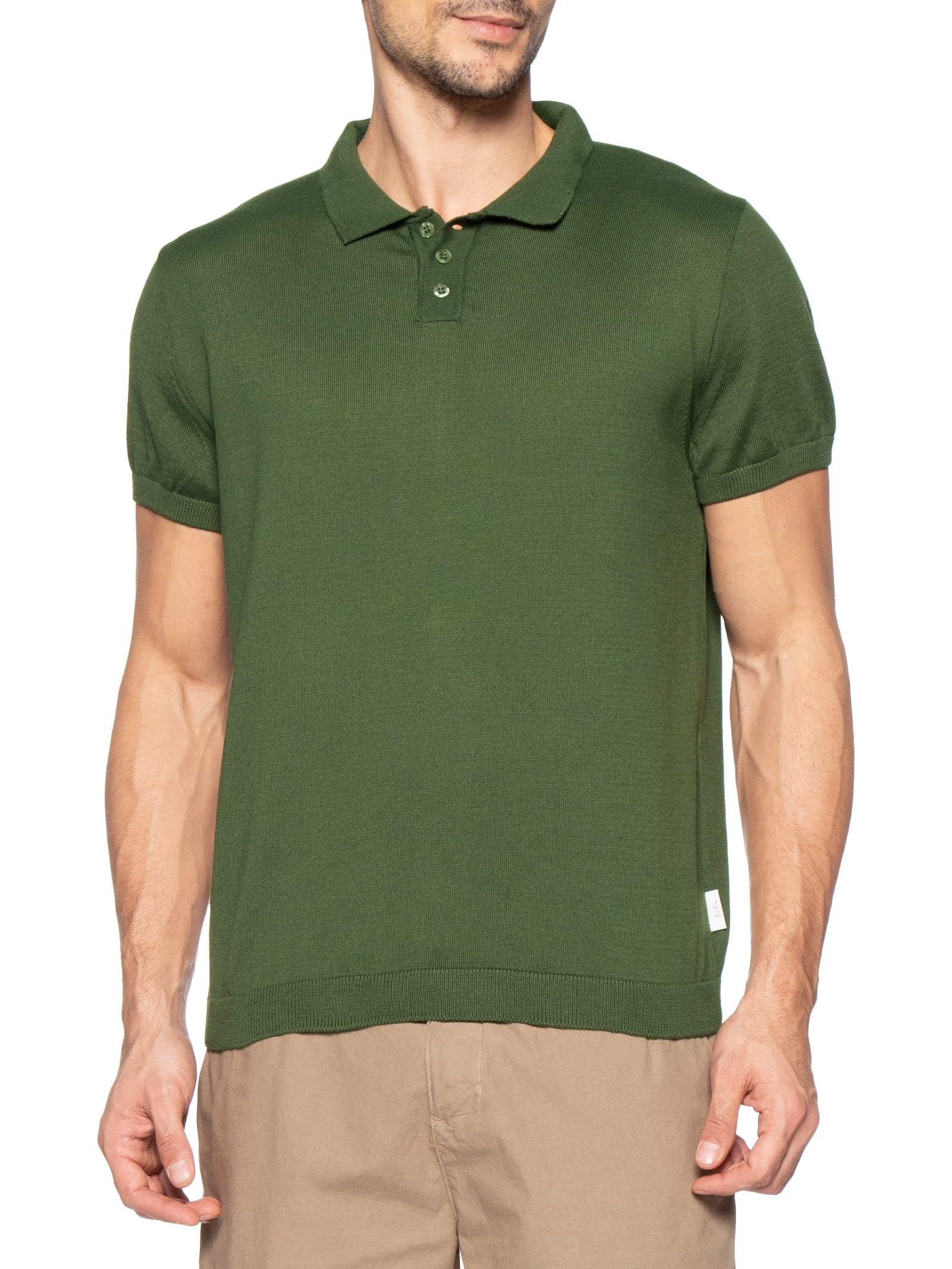 Polo Tricot Manga Curta Masculina Basic Verde Foxton
