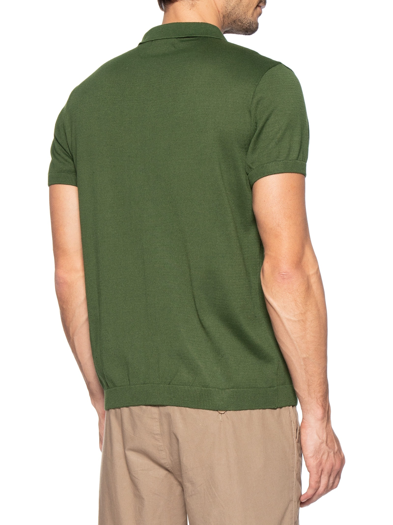 Polo Tricot Manga Curta Masculina Basic Verde Foxton