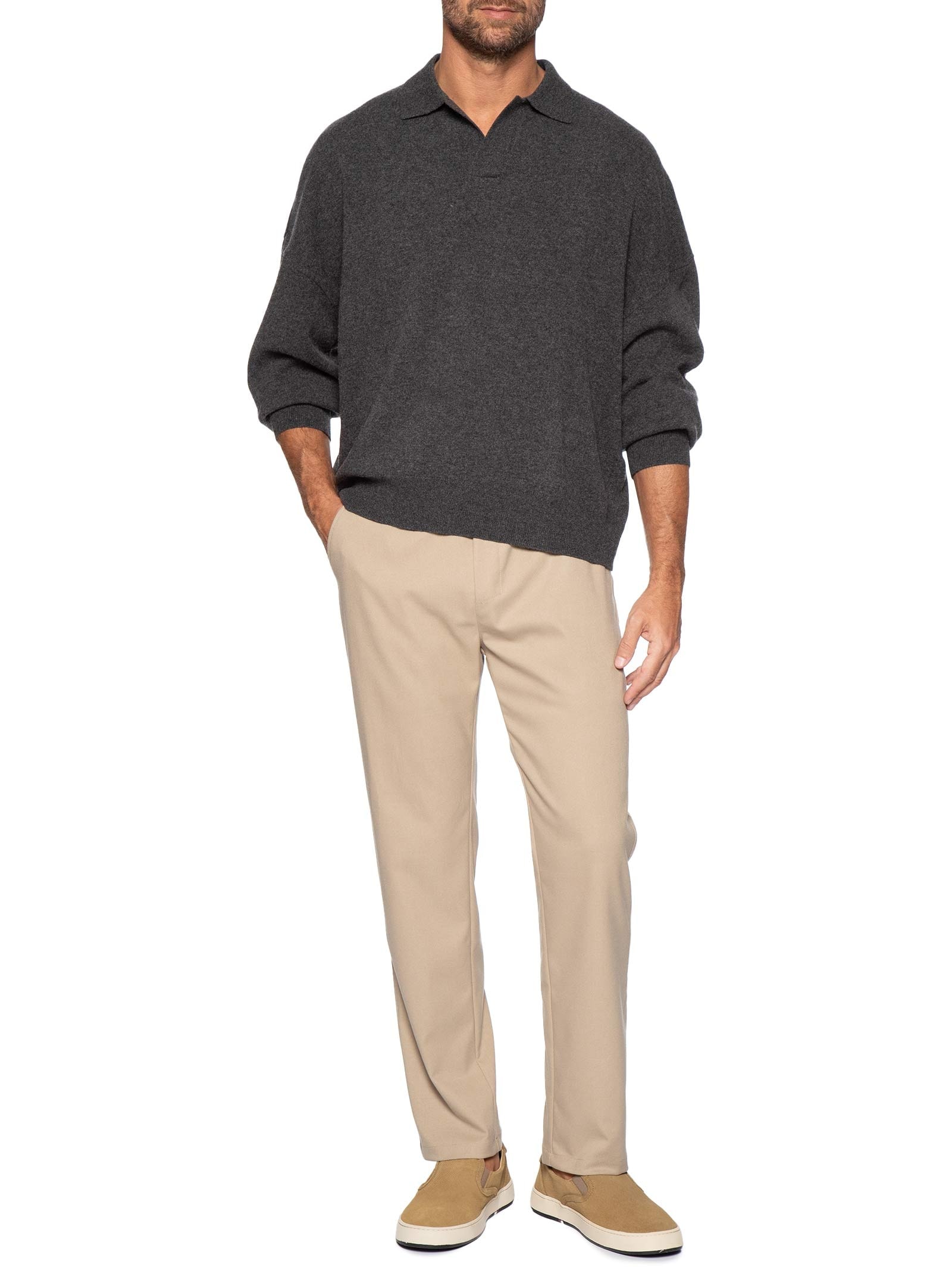 Polo Tricot Over Cashmere Masculina Cinza Osklen