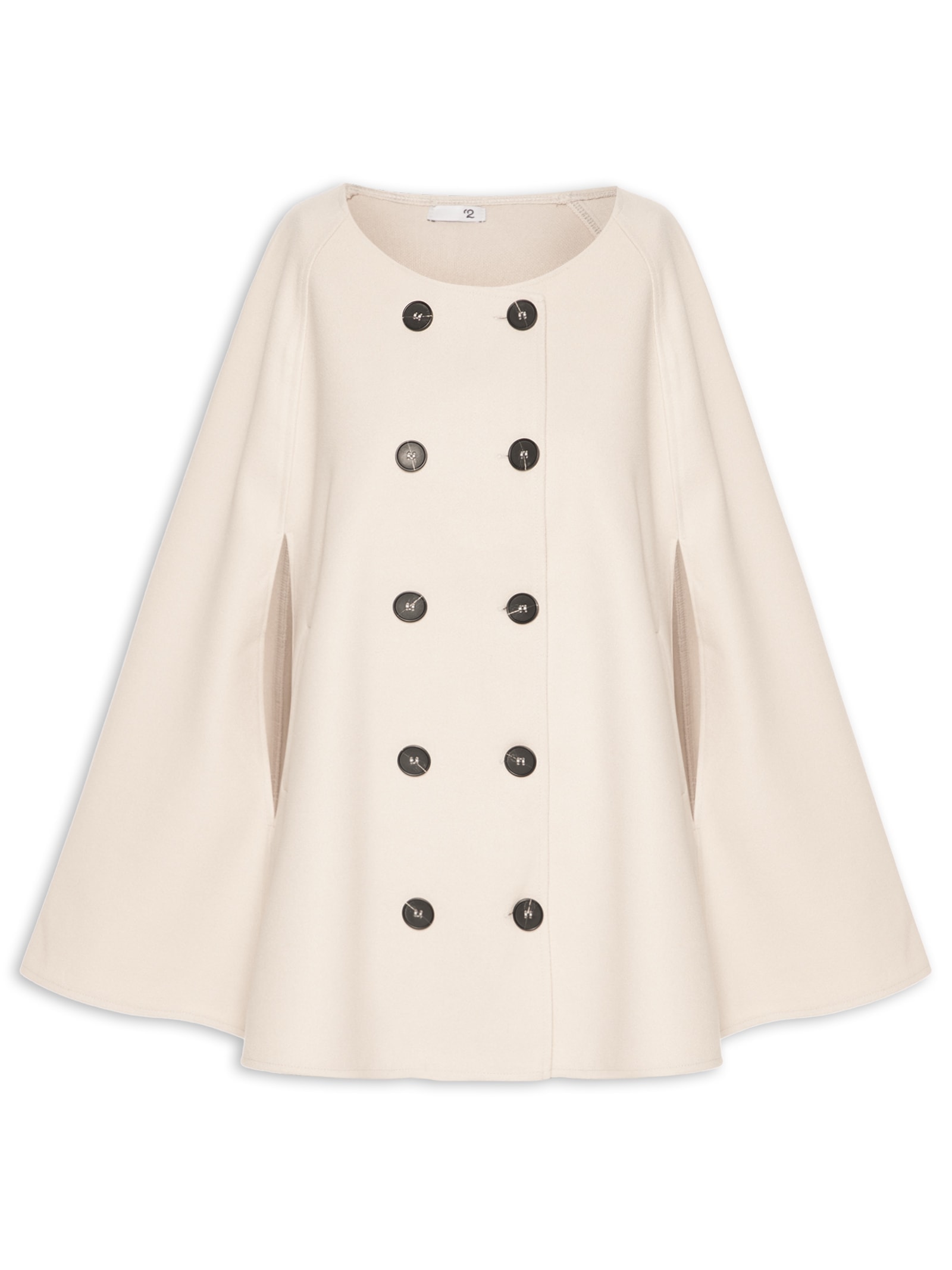 Poncho Feminino Amplo Com Botões Frontais Bege '2Essential