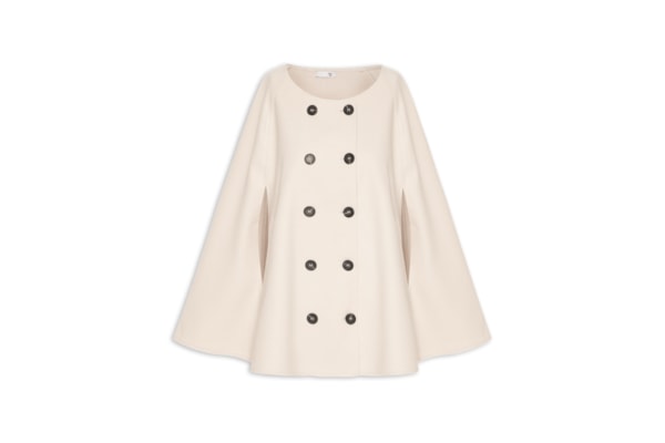 Poncho Feminino Amplo Com Botões Frontais - Bege