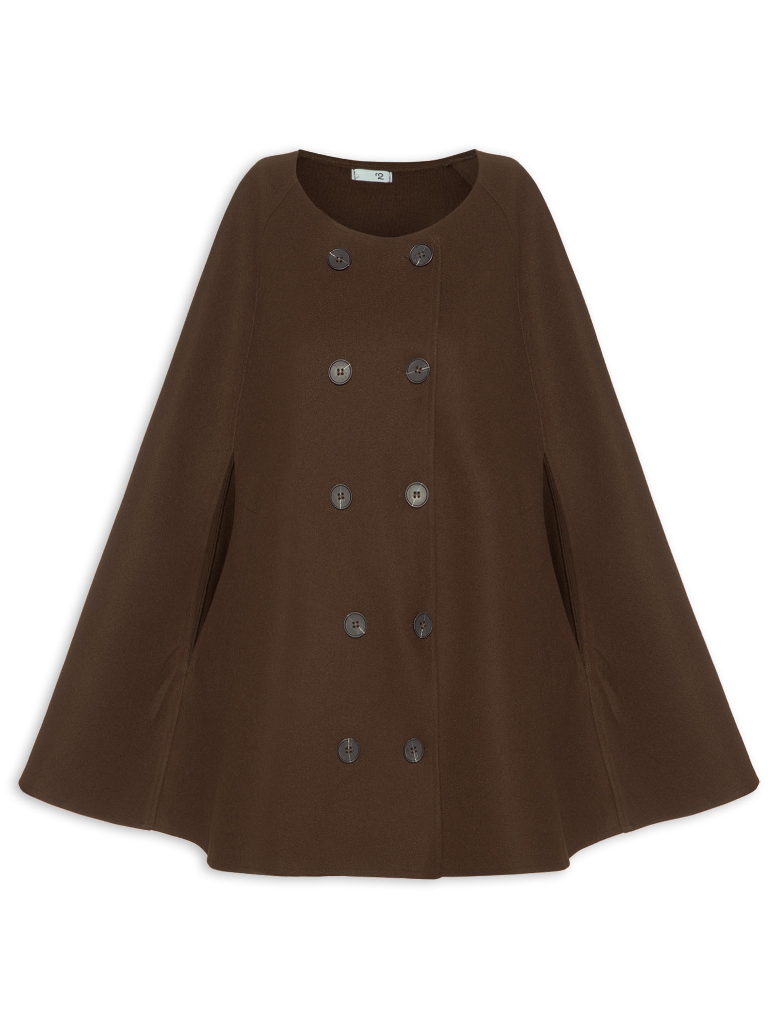 Poncho Feminino Amplo Com Botões Frontais Marrom '2Essential