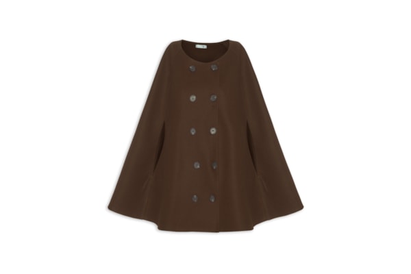Poncho Feminino Amplo Com Botões Frontais - Marrom