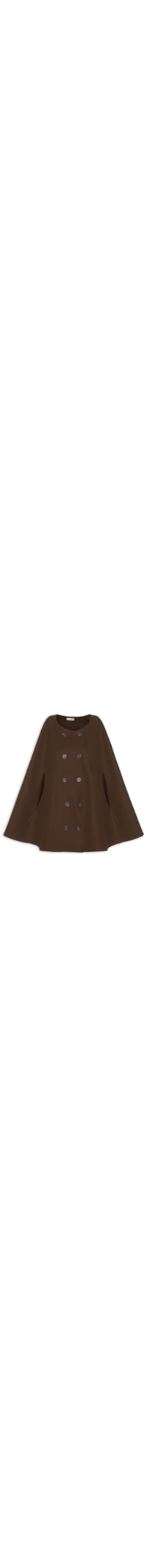 Poncho Feminino Amplo Com Botões Frontais - Marrom