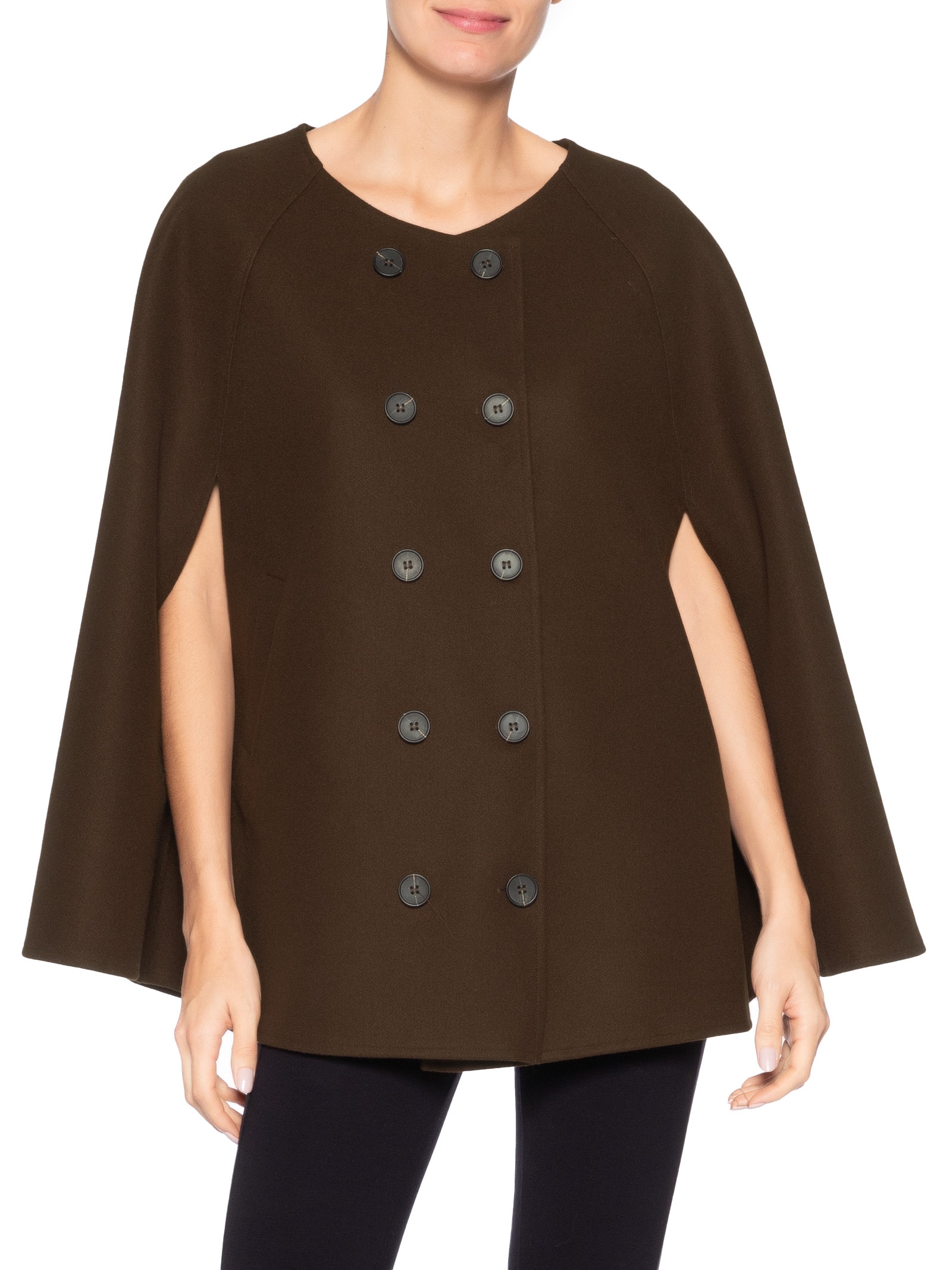 Poncho Feminino Amplo Com Botões Frontais Marrom '2Essential