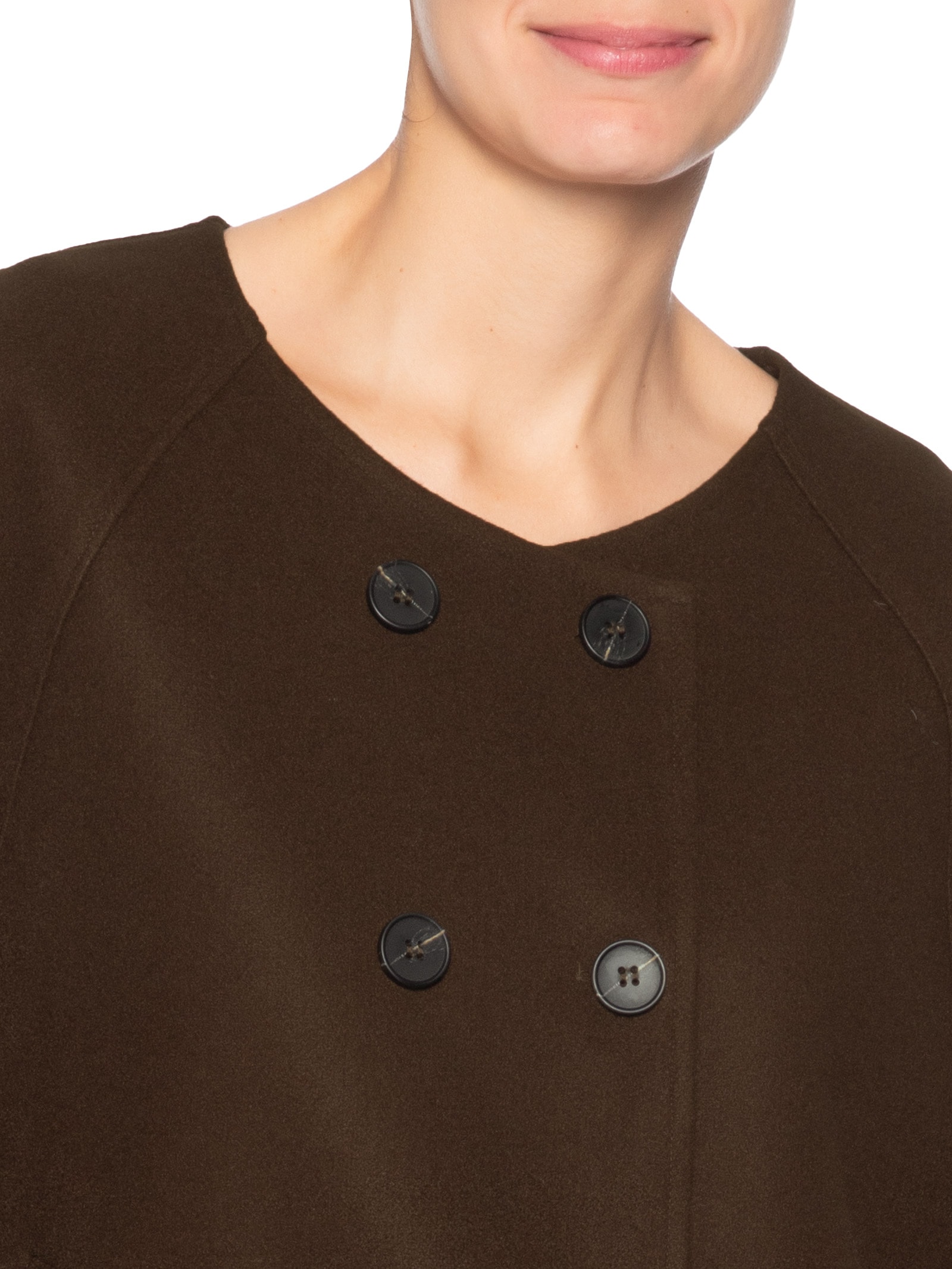 Poncho Feminino Amplo Com Botões Frontais Marrom '2Essential