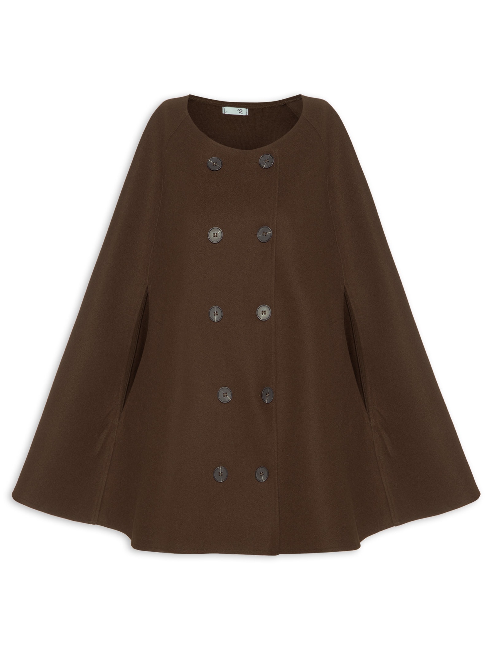 Poncho Feminino Amplo Com Botões Frontais Marrom '2Essential