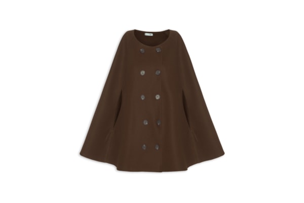 Poncho Feminino Amplo Com Botões Frontais - Marrom