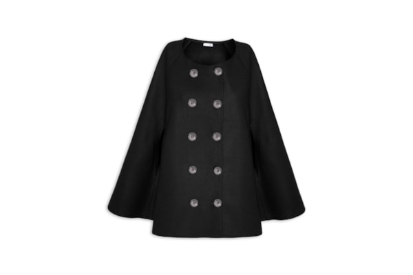 Poncho Feminino Amplo Com Botões Frontais - Preto