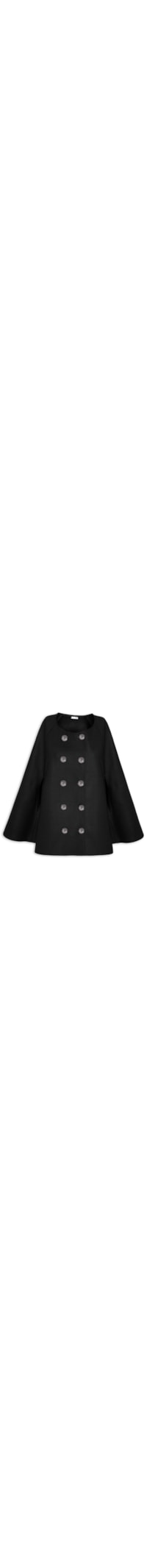 Poncho Feminino Amplo Com Botões Frontais - Preto