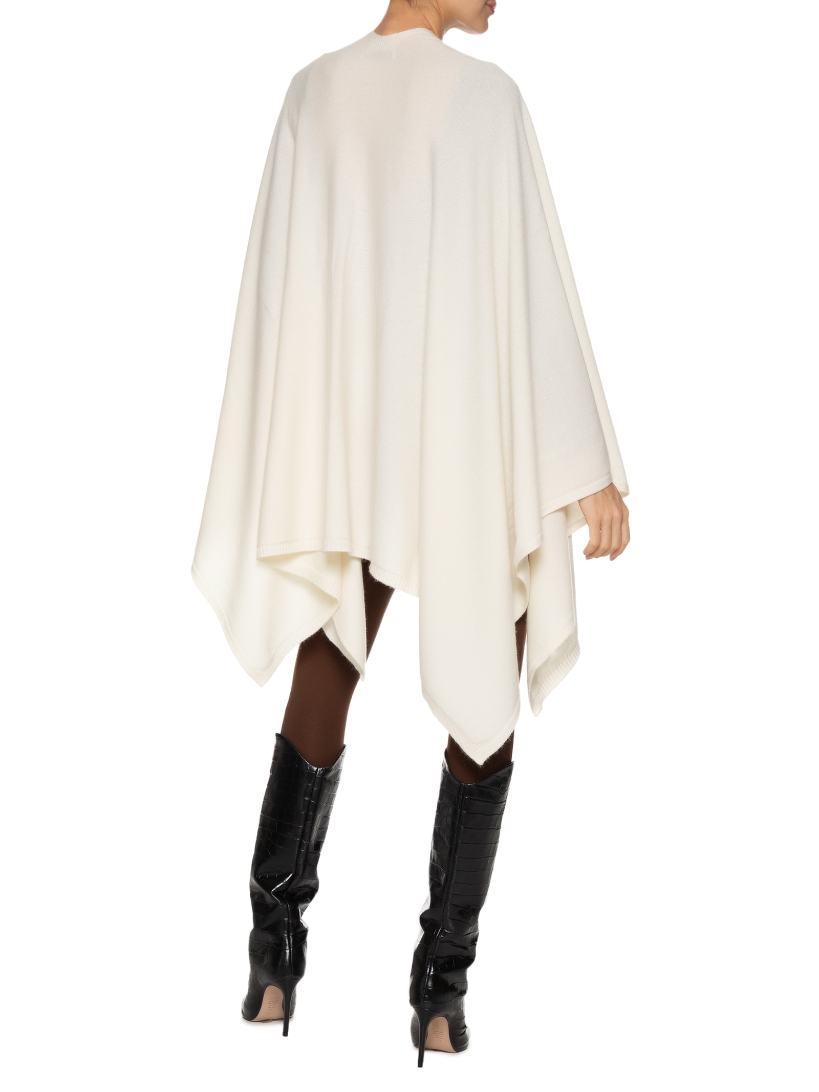 Poncho Feminino Blend De Lã E Cashmere Off White '2Essential