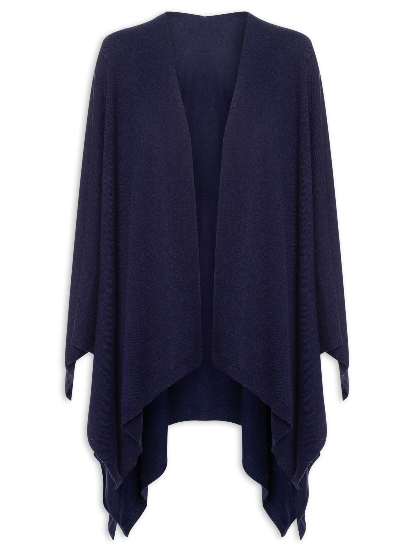 Poncho Feminino Com Blend De Lã E Cashmere Azul '2Essential