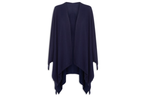 Poncho Feminino Com Blend De Lã E Cashmere - Azul