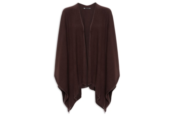 Poncho Feminino Com Blend De Lã E Cashmere - Marrom