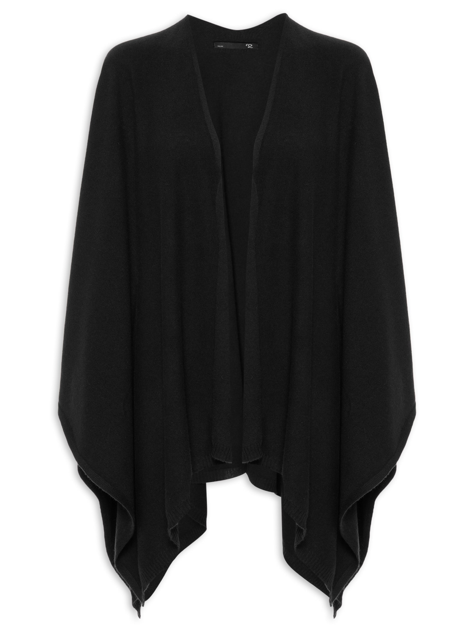 Poncho Feminino Com Blend De Lã E Cashmere Preto '2Essential