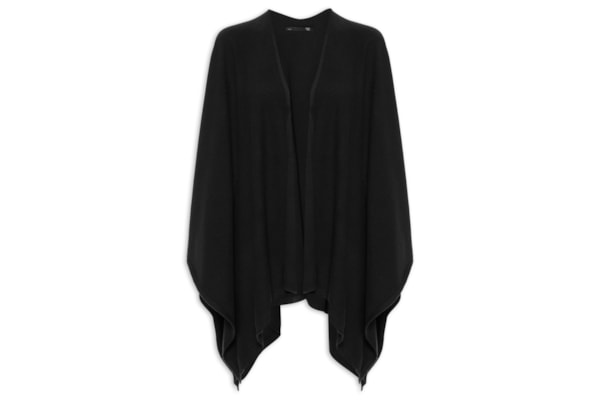 Poncho Feminino Com Blend De Lã E Cashmere - Preto