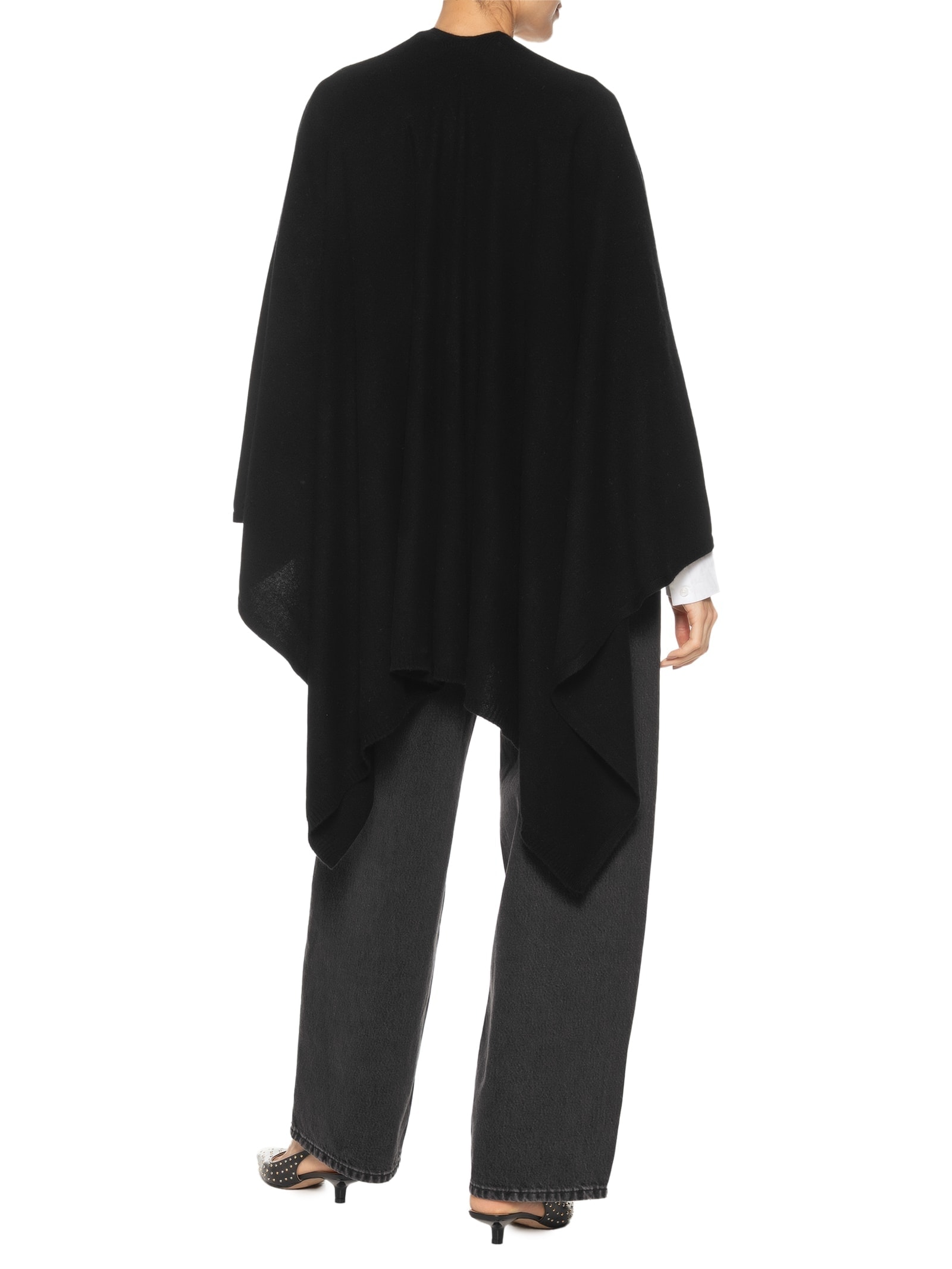 Poncho Feminino Com Blend De Lã E Cashmere Preto '2Essential