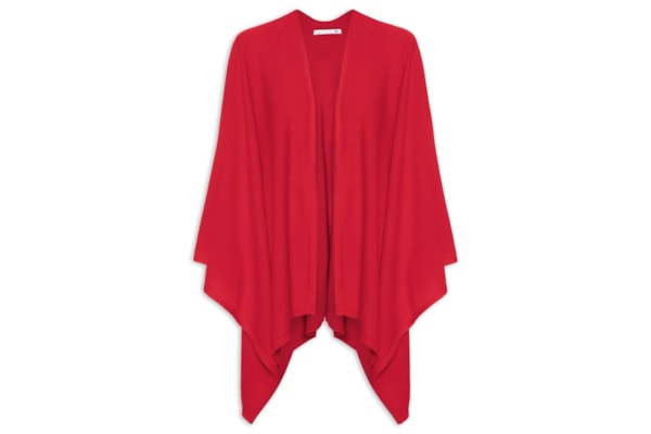 Poncho Feminino Com Blend De Lã E Cashmere - Vermelho