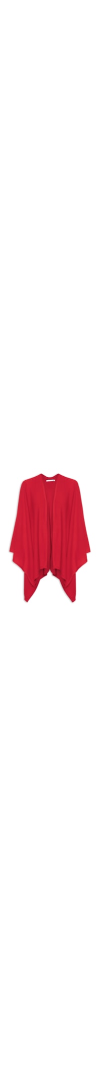 Poncho Feminino Com Blend De Lã E Cashmere - Vermelho