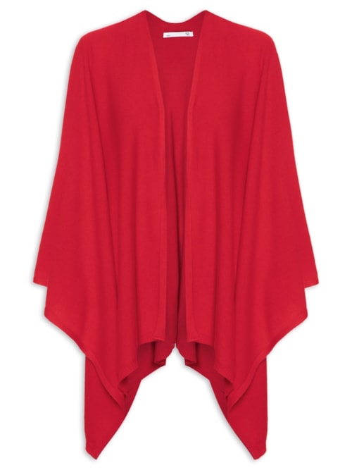 Poncho Feminino Com Blend De Lã E Cashmere - Vermelho
