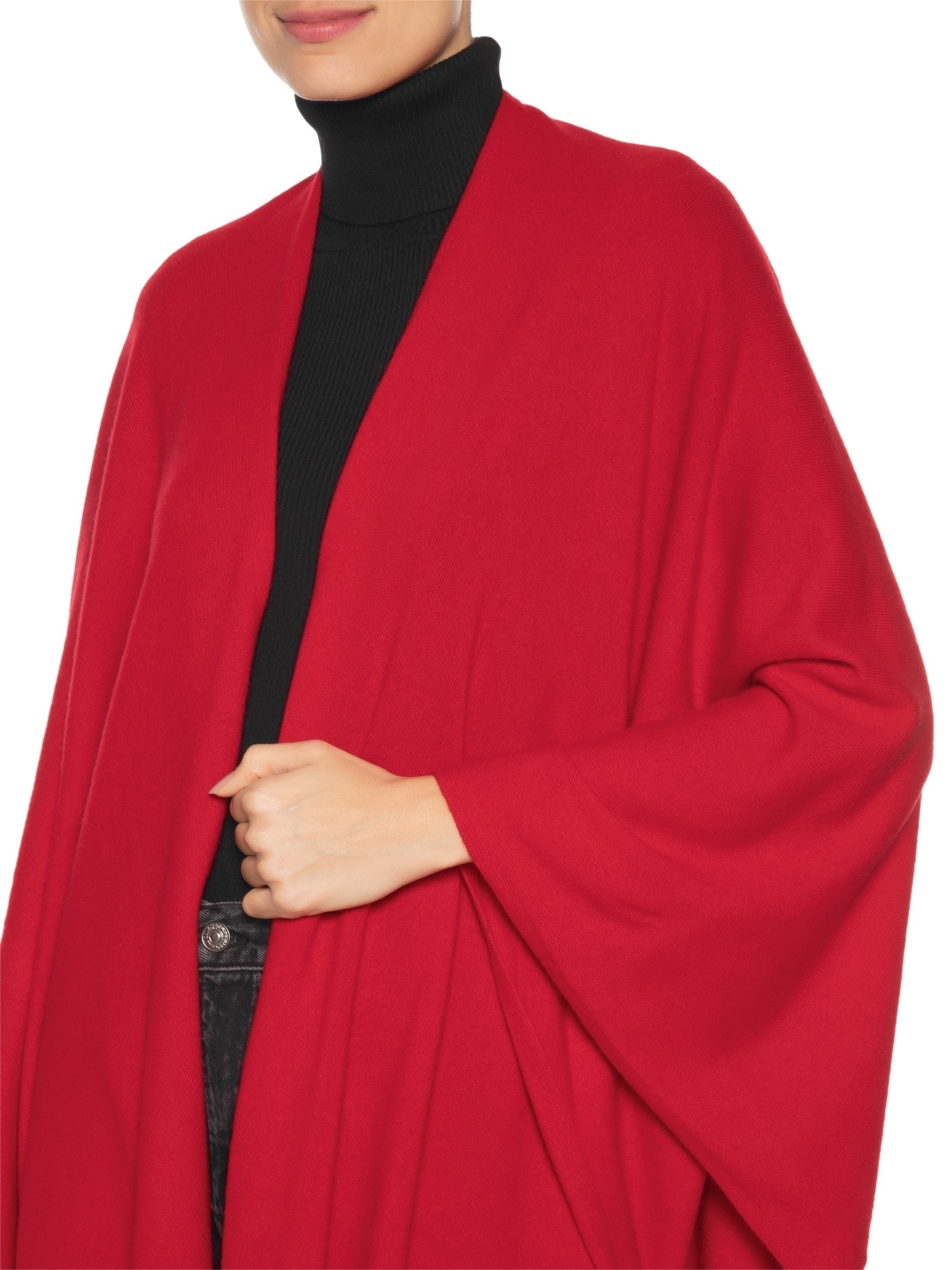 Poncho Feminino Com Blend De Lã E Cashmere Vermelho '2Essential