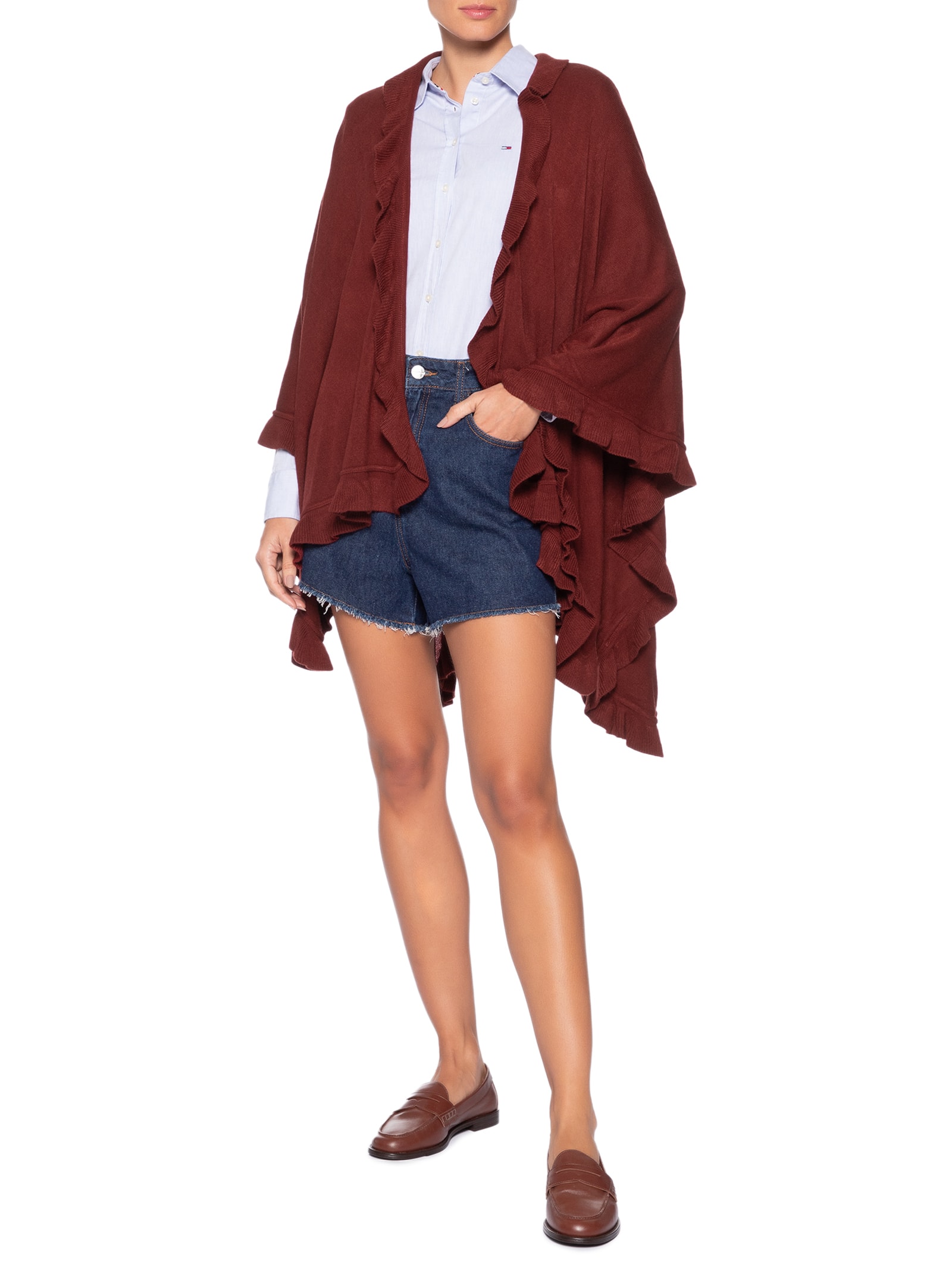 Poncho Feminino Macris Vermelho Le Lis