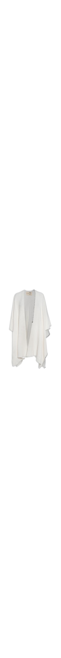 Poncho Feminino Tricot Bouclet Pespontos - Off White