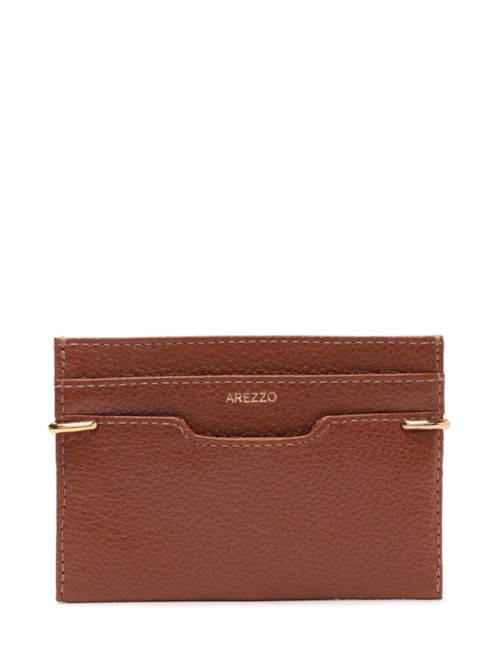 Porta-Cartões Feminino Couro Metais – Marrom