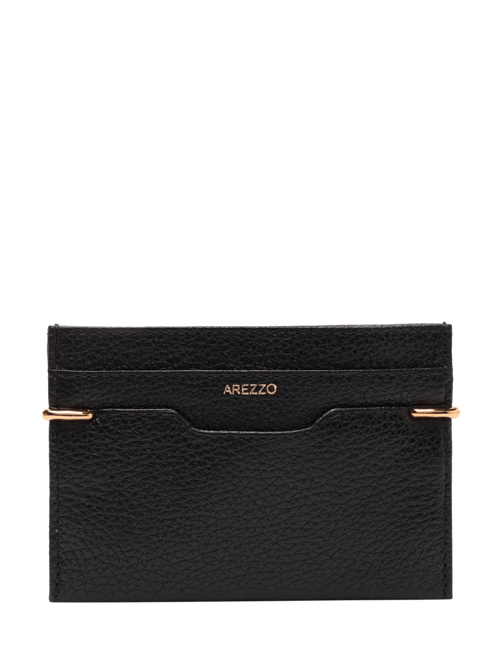 Porta-Cartões Feminino Couro Metais Preto Arezzo