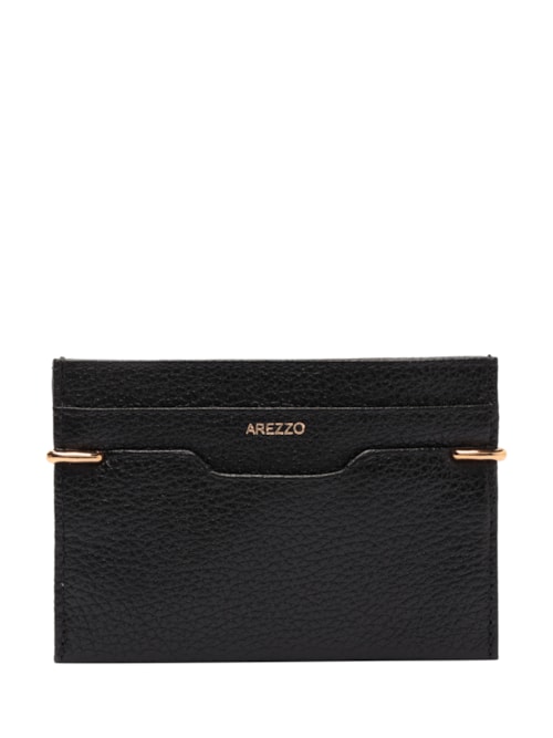 Porta-Cartões Feminino Couro Metais – Preto