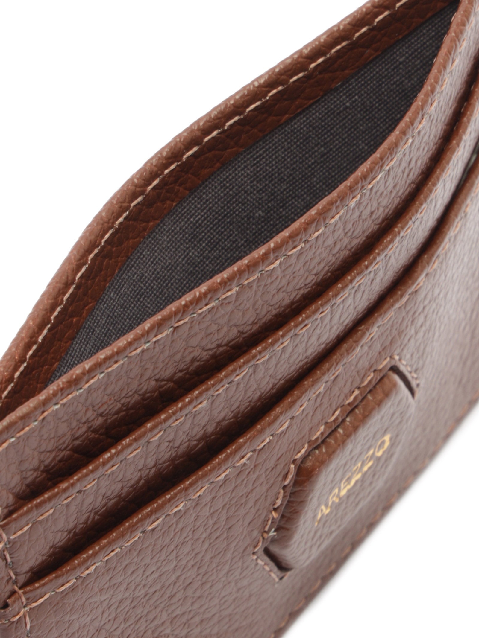 Porta-Cartões Feminino Couro Tag Hexagonal Marrom Arezzo