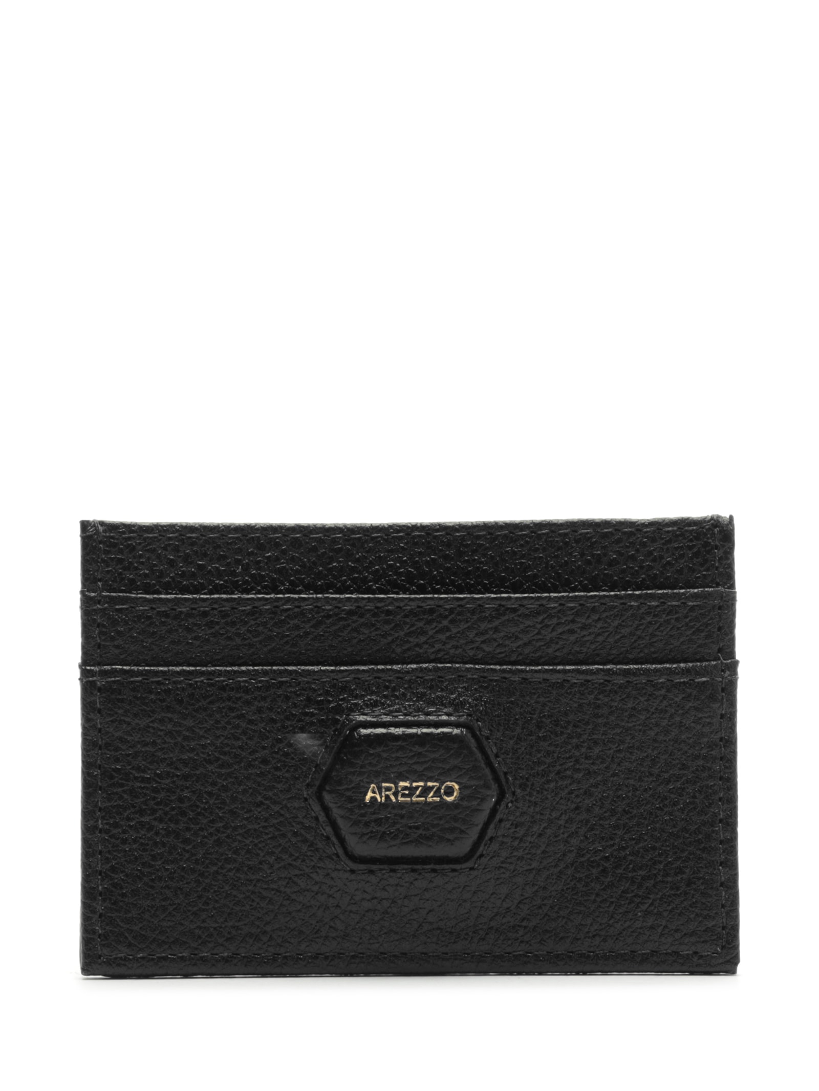 Porta-Cartões Feminino Couro Tag Hexagonal Preto Arezzo