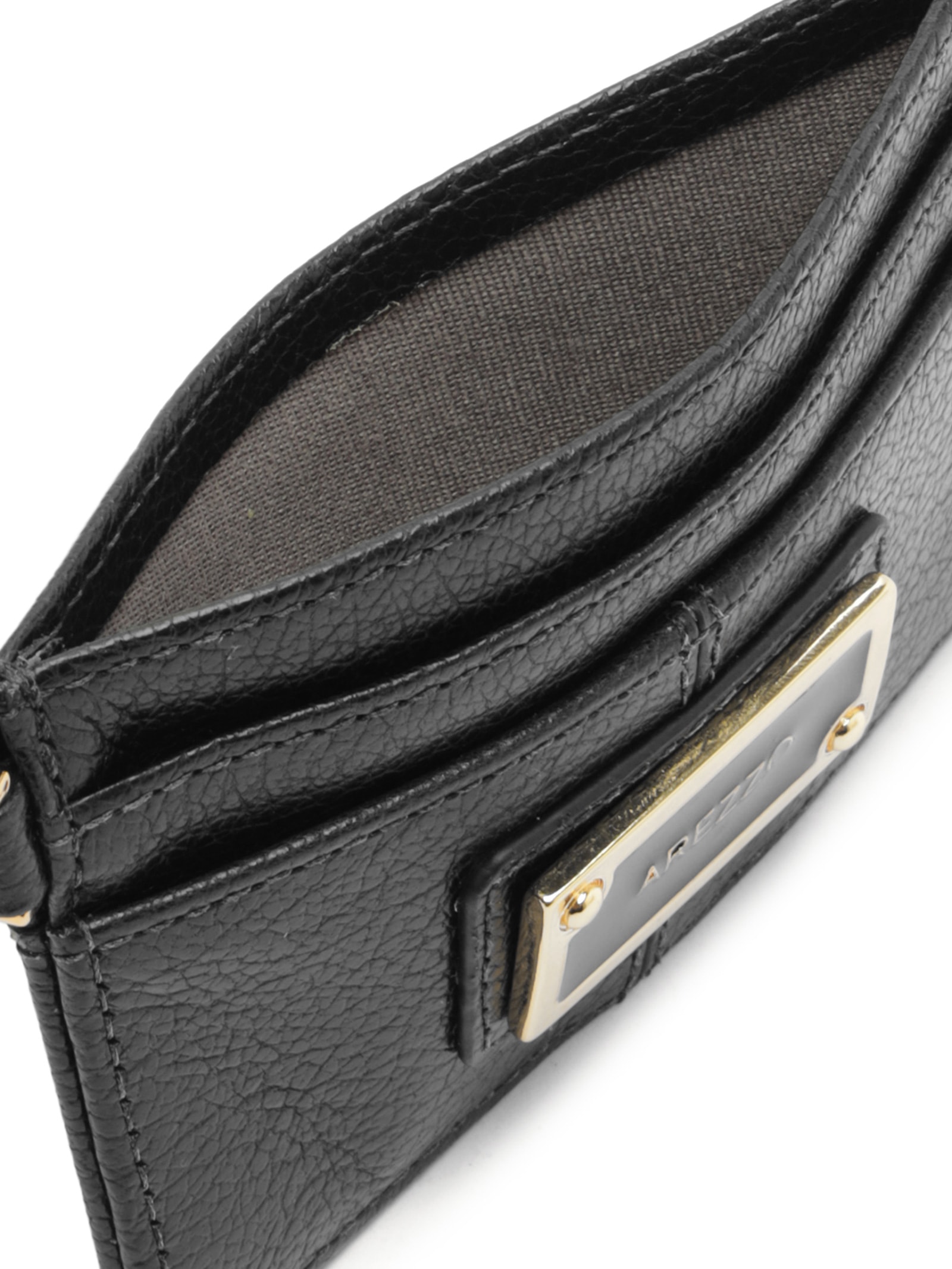 Porta-Cartões Feminino Couro Tag Metal Preto Arezzo