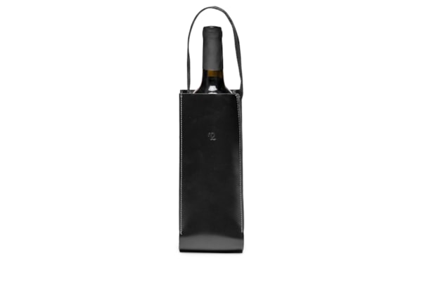 Porta Vinho Ou Espumante Masculino Unitário Em Couro – Preto